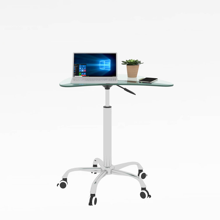Wrought Studio Dayane Curved Glass Top Metal Base Standing Desk
